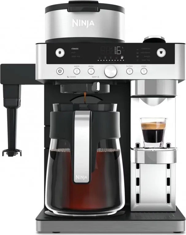 Еспресо машина Ninja Prestige CFN802EU, 1650W, 19 bar, 1.8 л, 10 размера, 3 режима, DualBrew, Nespresso, Инокс
