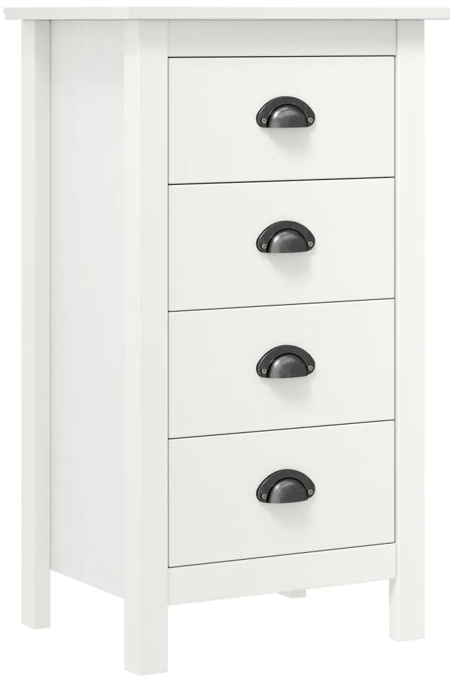 Sonata H Сайдборд Hill бял 46x35x80 см борово дърво масив
