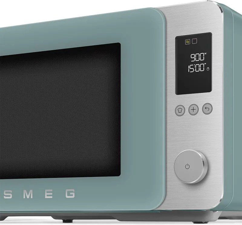 Комбинирана микровълнова фурна с горещ въздух SMEG Collezione MOC02EGMEU, 900W, 27 л, 25 програми, Плавно затваряне, Индивидуални настройки, Зелен