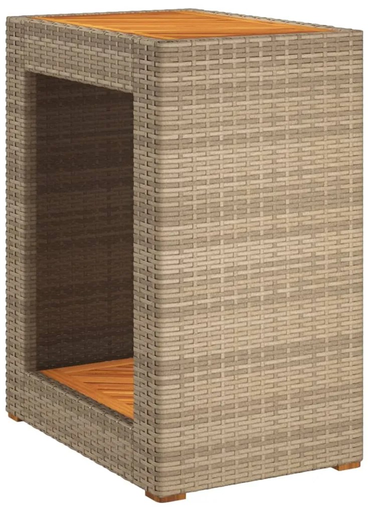 366305 vidaXL Градинска маса с дървен плот бежова 60x40x75 см полиратан
