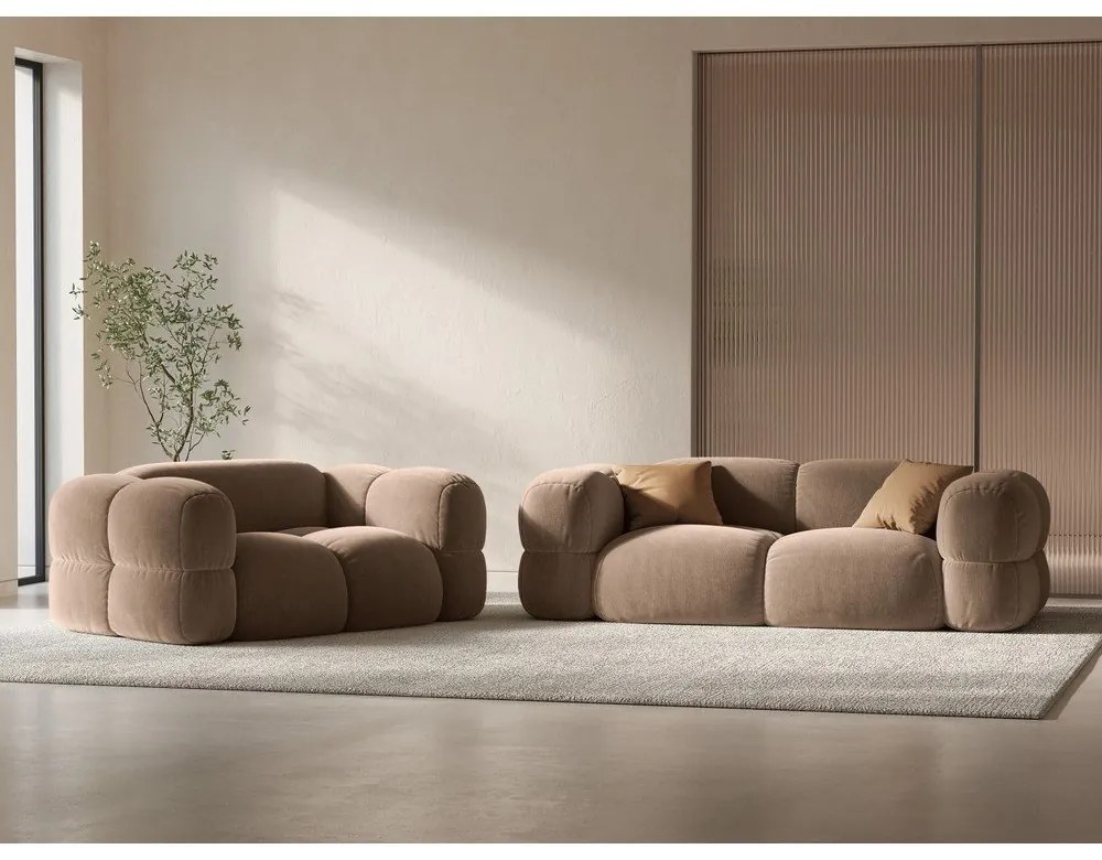 Кафяв кадифен диван 180 cm Loretto – Cosmopolitan Design