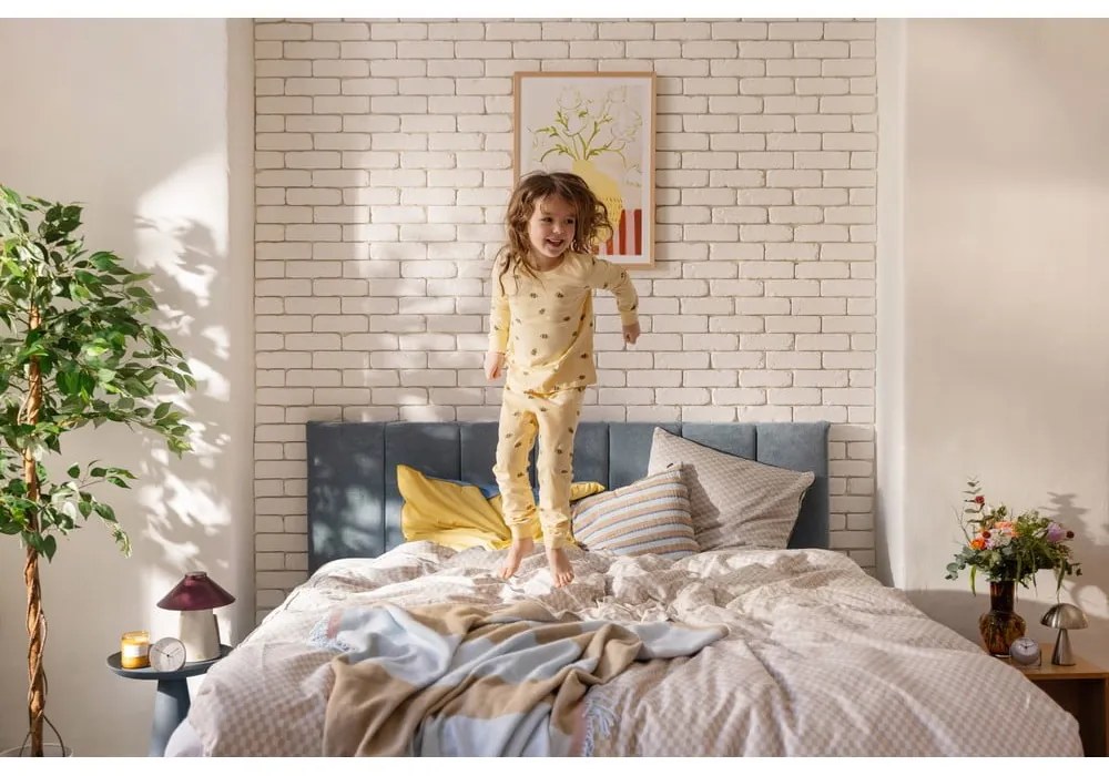 Синьо боксспринг легло с място за съхранение 180x200 cm Elva Bold Line – Bonami Selection