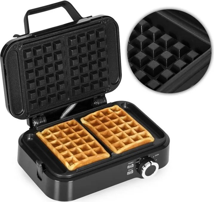Вафладжийница, вафладжийница с незалепващи плочи - 1200 W с контрол на температурата