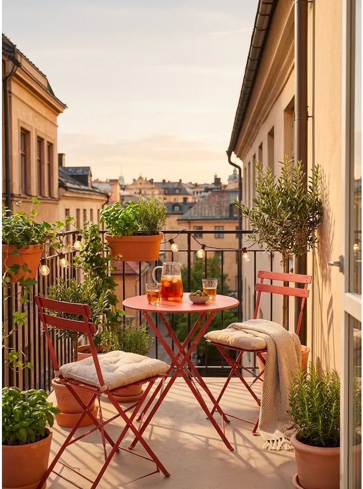 Теракотен стоманен градински комплект за хранене за 2 Austin – Bizzotto