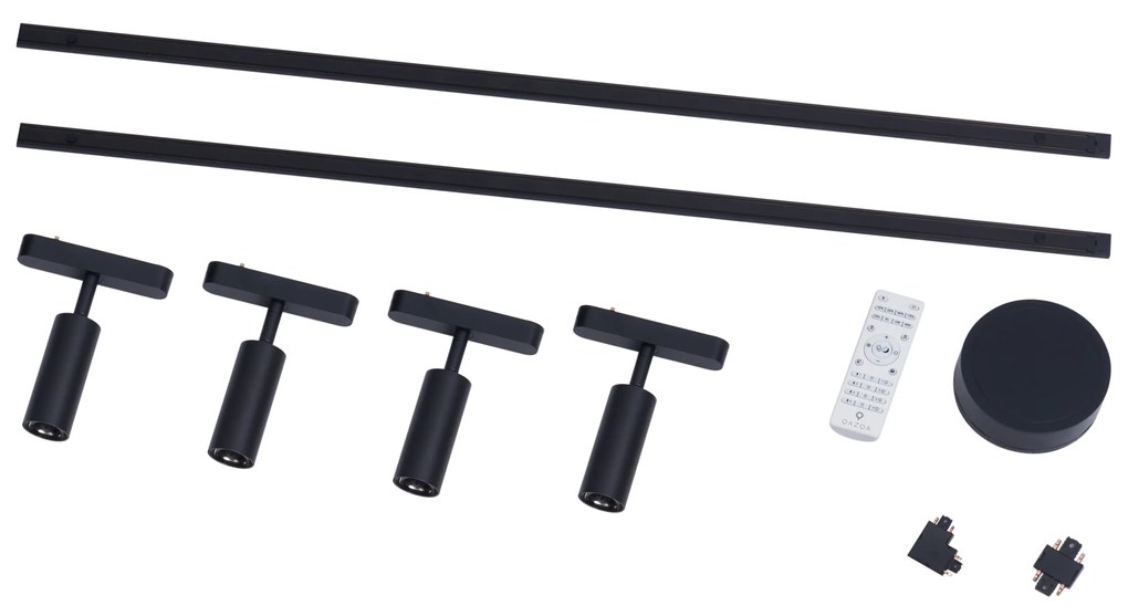 Модерна релсова система за осветление с 4 черни прожектора 1-фазов - Magnetic Samson