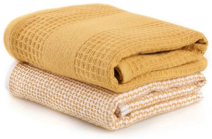 Жълти вафлени кърпи в комплект от 2 бр. 40x60 cm Betty – Foutastic