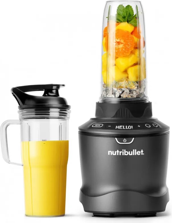 Блендер Nutribullet Smart Sense 1500 Combo NBF550DG, 1500W, 1.8 л, 5 скорости, Интелигентна адаптация на скорост, Без BPA, Черен/сив