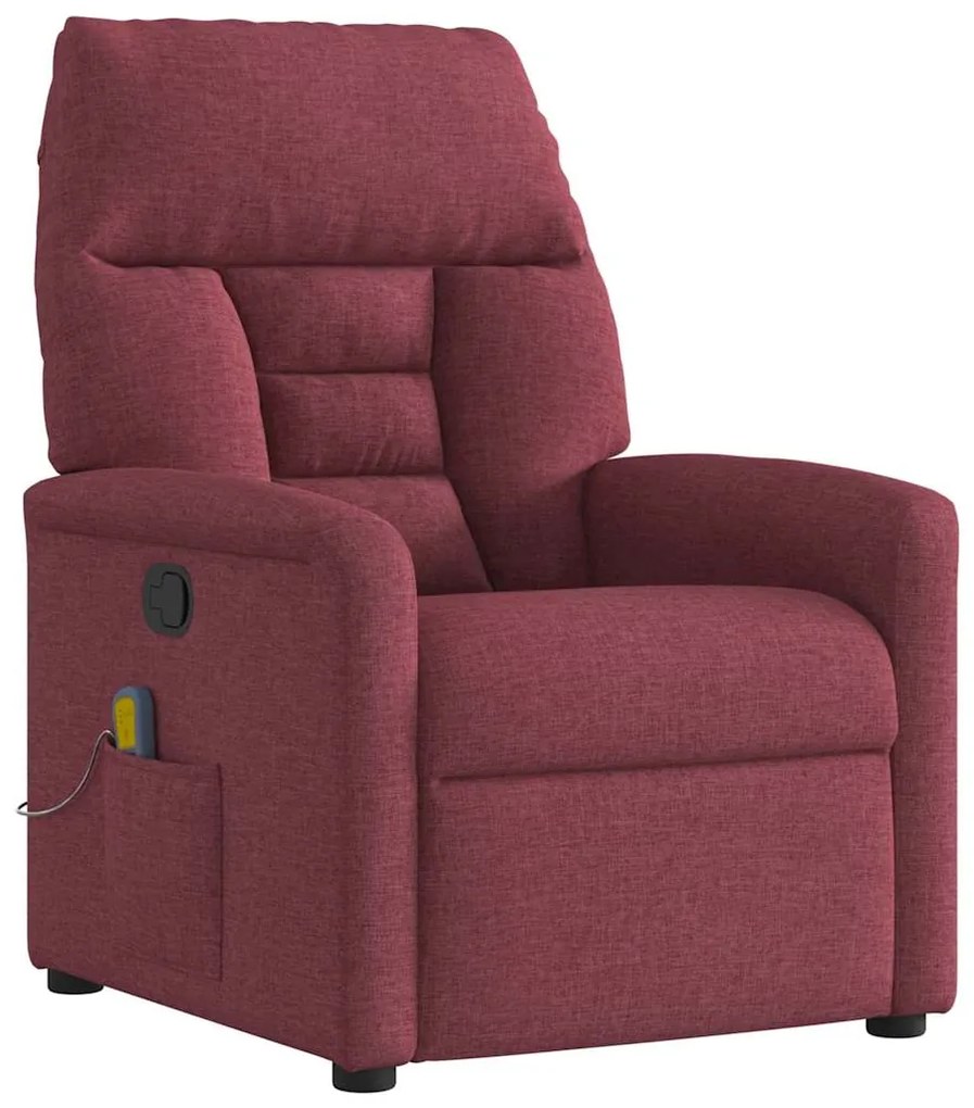 4015555 vidaXL Масажен наклоняем стол, виненочервен, текстил