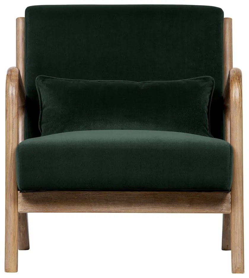 Тъмнозелено кресло от кадифе Mark - WOOOD