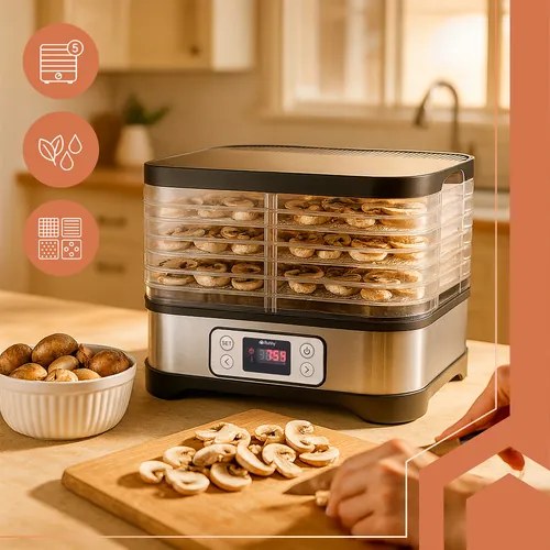 Електрическа сушилня за гъби и плодове с LCD дисплей - 400 W