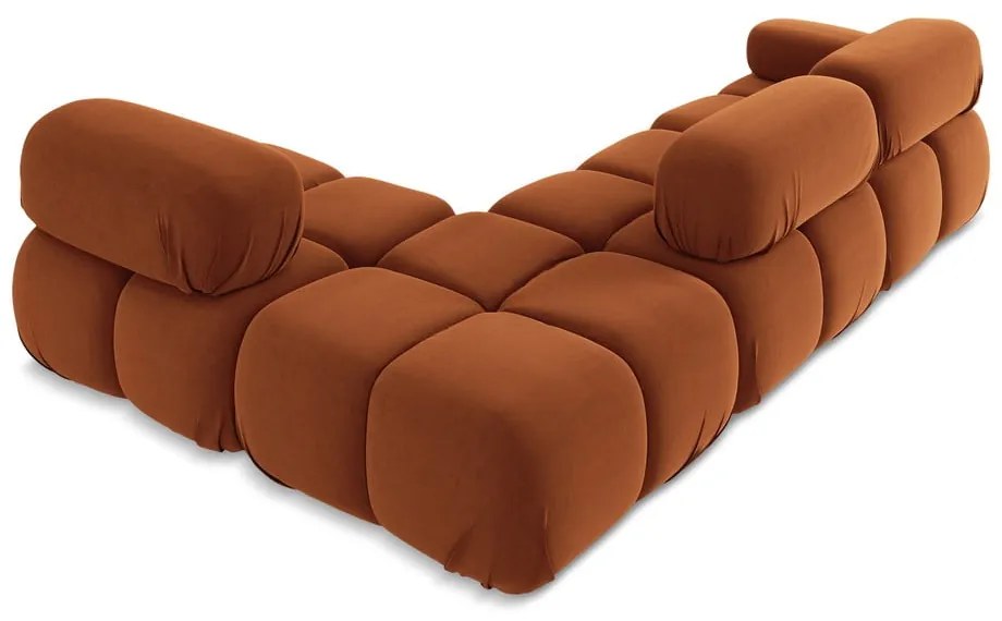 Оранжев кадифен модулен ъглов диван (десен ъгъл) Lokua – Makamii