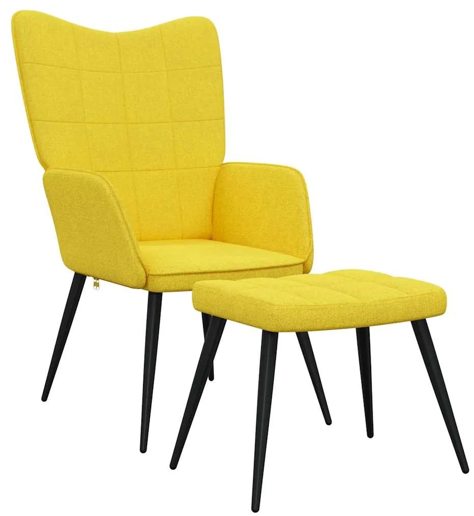 327959 vidaXL Релаксиращ стол с табуретка, горчица жълто, плат