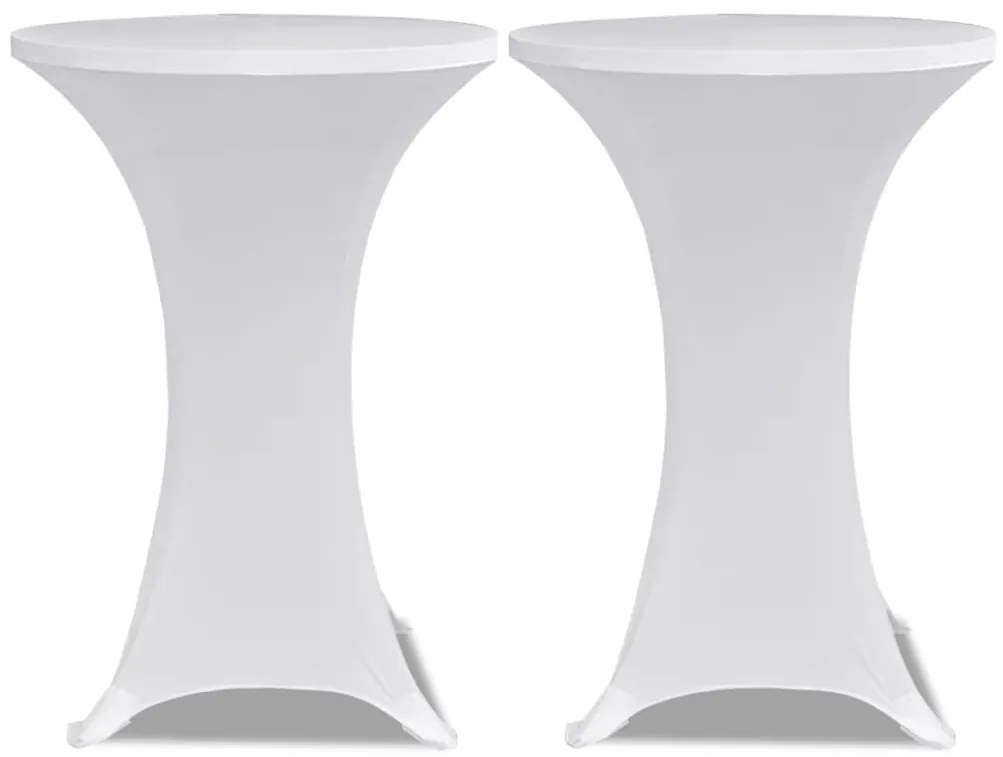 Покривки за коктейлни маси, Ø80 см, бели, еластични, 4 бр