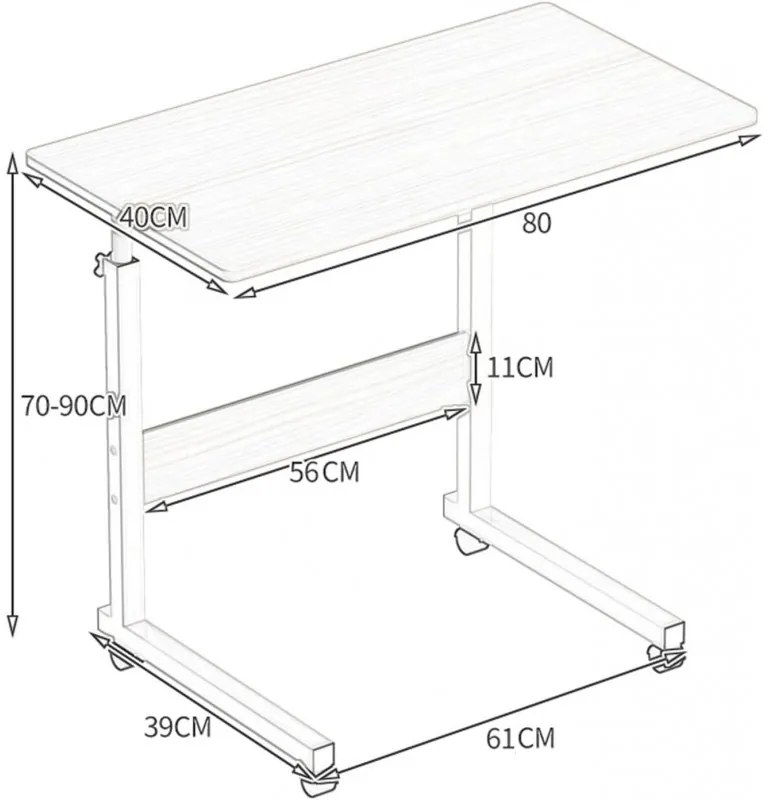 Мобилна масичка за лаптоп, таблет или книга 80 x 40 cm Черен