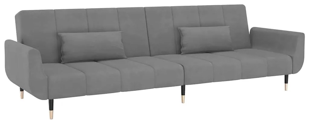 337582 vidaXL 2-местно разтегателно канапе с 2 възглавници светлосиво кадифе