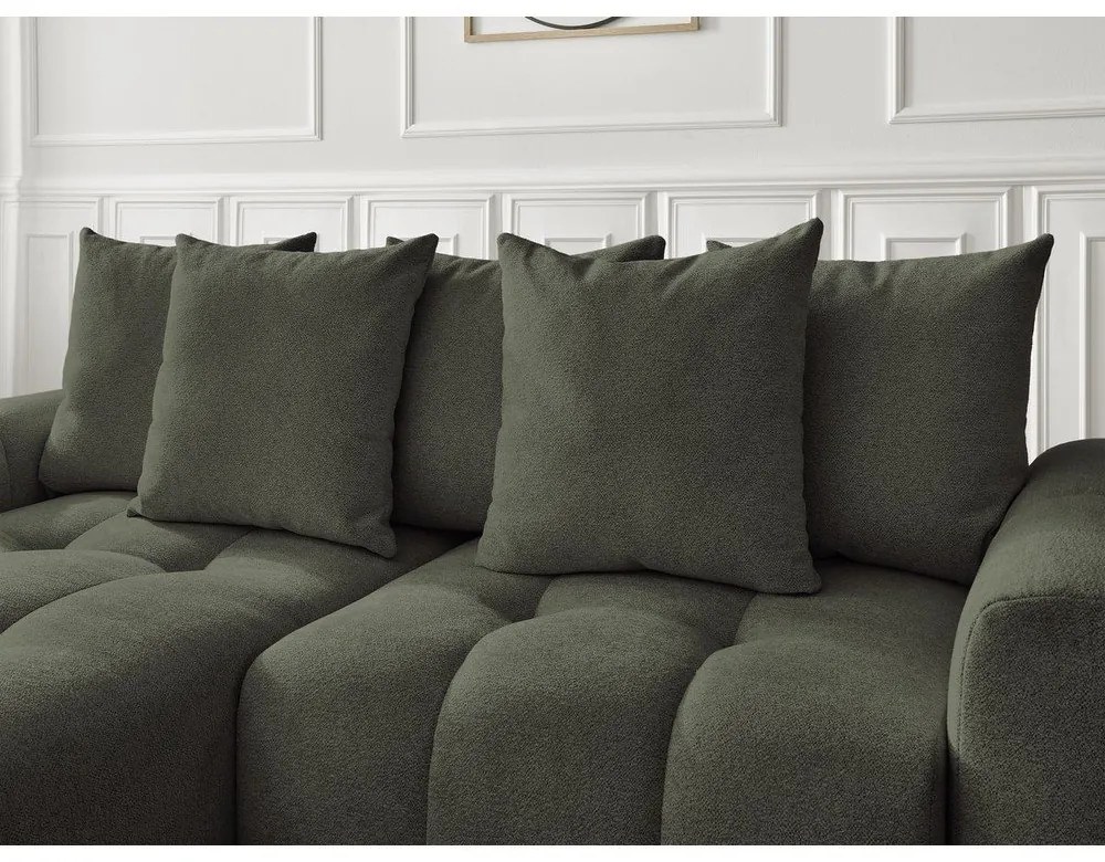 Шенилов разтегателен ъглов диван с място за съхранение в цвят каки (ляв ъгъл) Roxelane – Bobochic Paris