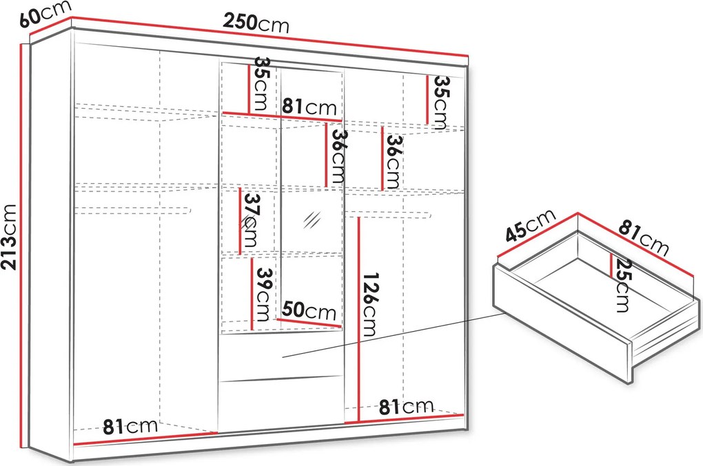 Гардероб Majorka 250 плъзгащ