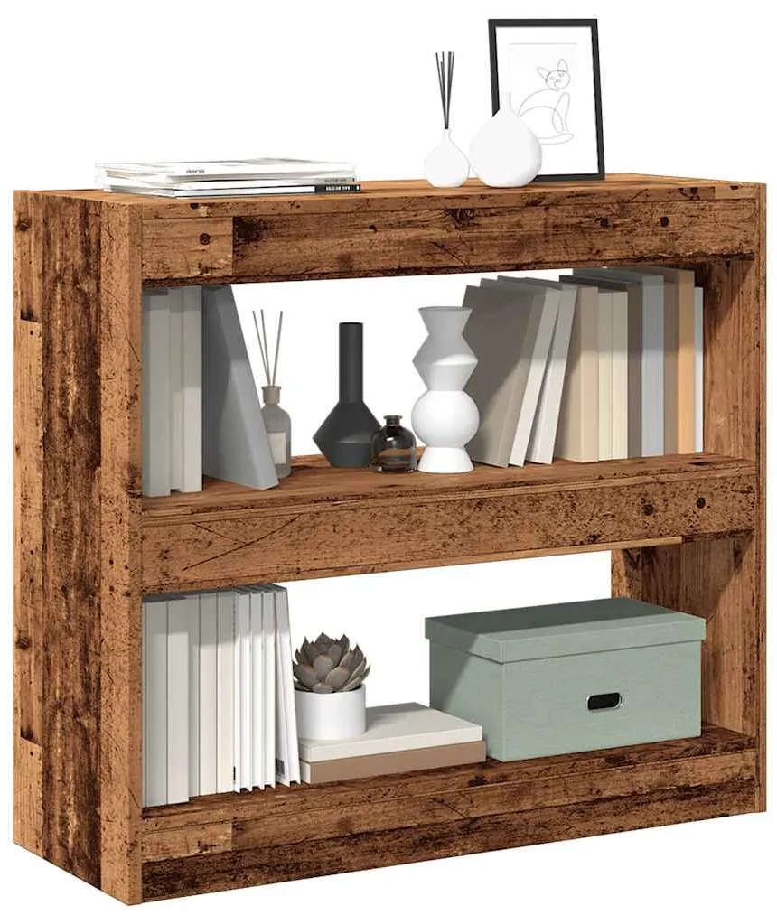 856814 vidaXL Шкаф за книги/разделител на стаи Старо дърво 80x30x72 cm