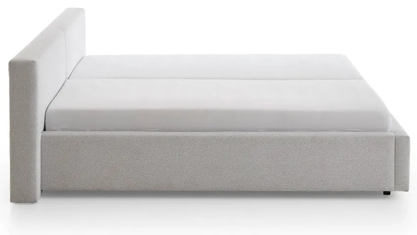 Светлосиво двойно легло 140x200 cm тапицирано без ламелно дъно Cube – Meise Möbel