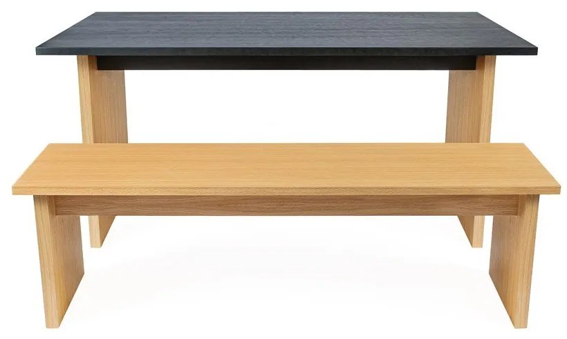 Маса за хранене с дъбов плот 90x160 cm Stripe - Woodman