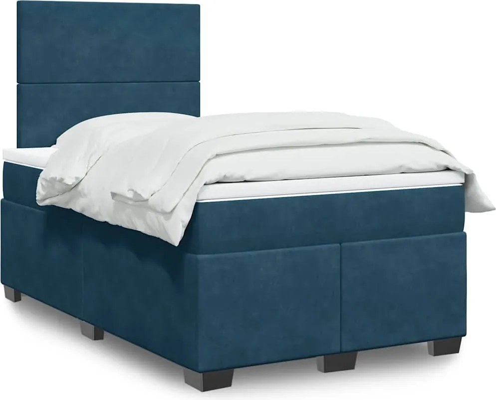 3293180 vidaXL Боксспринг легло с матрак, синьо, 120x200 см, кадифе