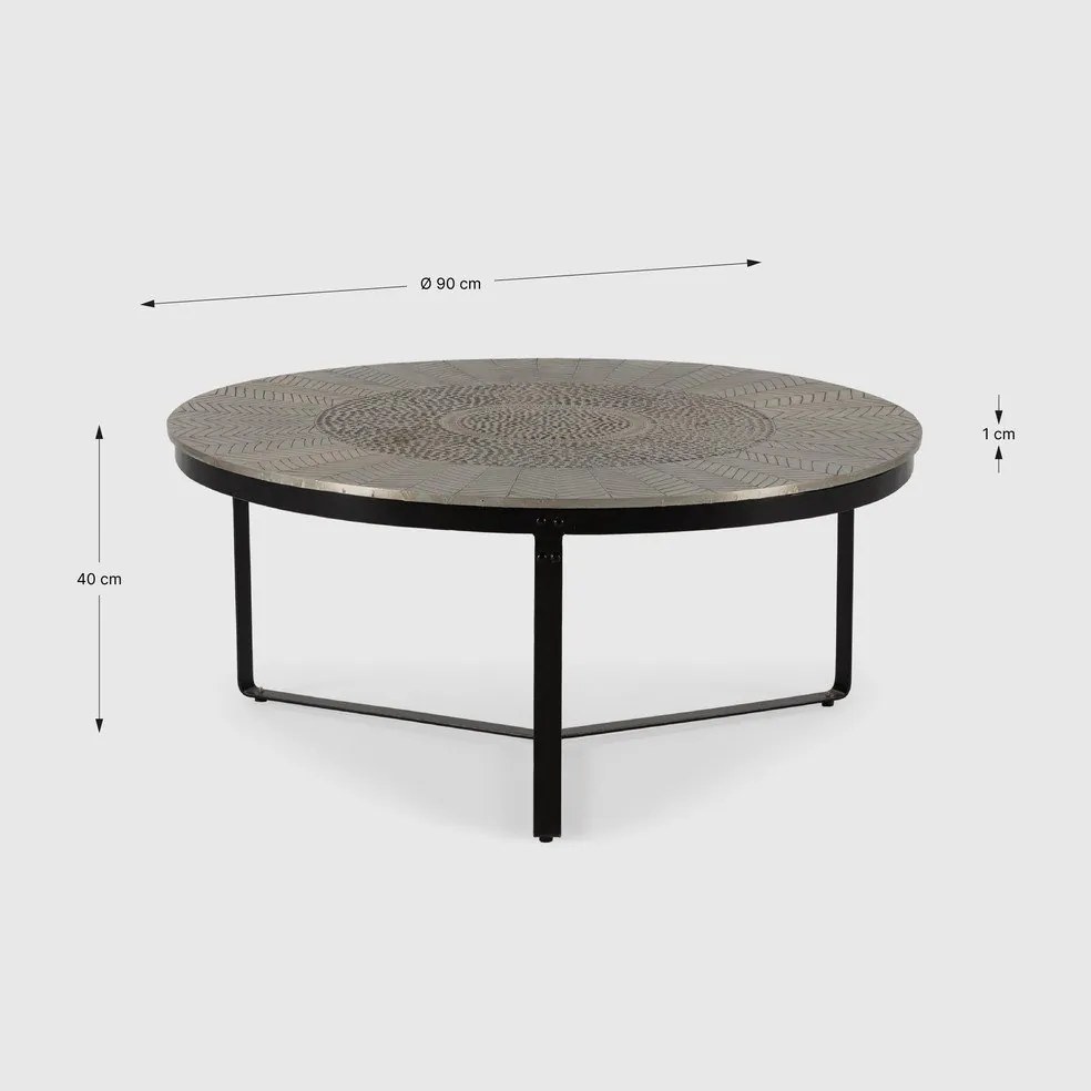 Черна/сива матова кръгла масичка за кафе ø 90 cm Clarisa – MOME