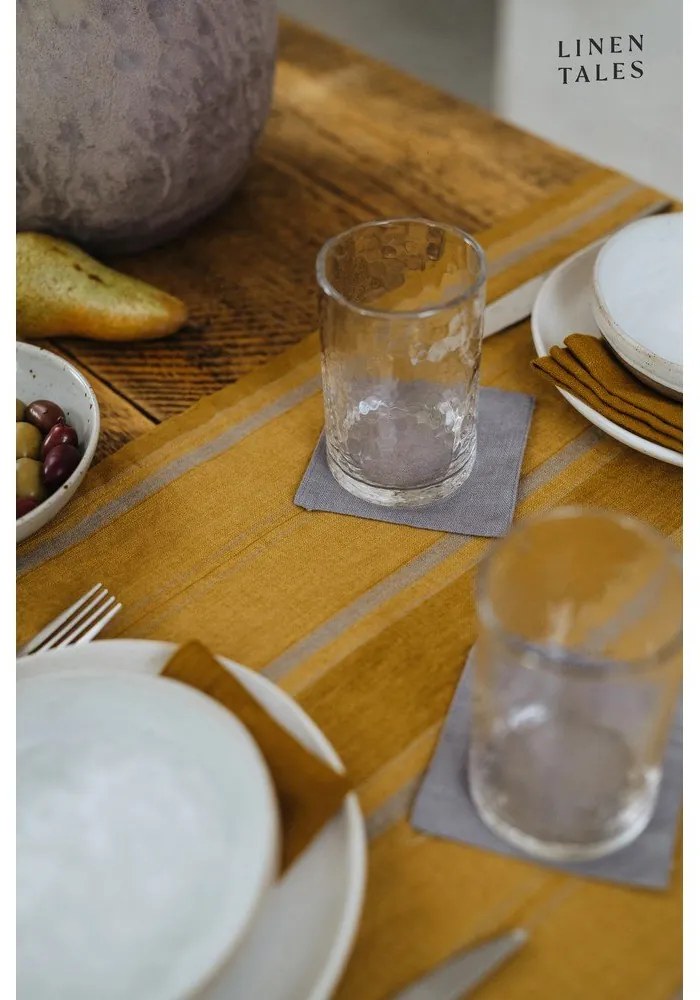 Ленена покривка 200x200 cm Amber Bronze Stripes – Linen Tales