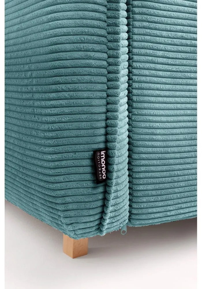 Тюркоаз сгъваем ъглов диван от рипсено кадифе (десен ъгъл/"U" форма) Tori – Bonami Selection