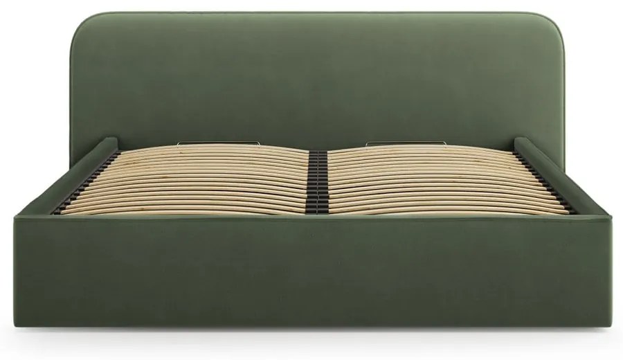 Зелено двойно тапицирано легло с място за съхранение с включена подматрачна рамка 180x200 cm Elizabeth – Micadoni