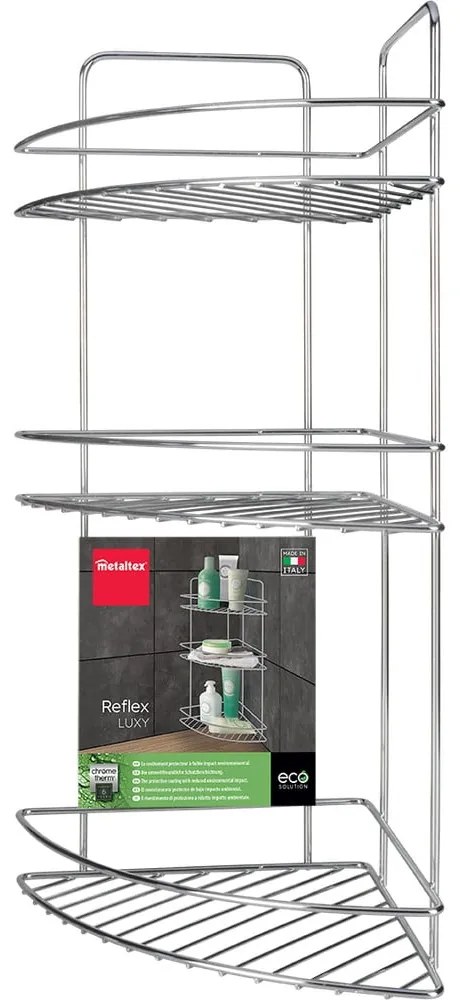 Стоманен рафт за баня в блестящо сребрист цвят Luxy – Metaltex