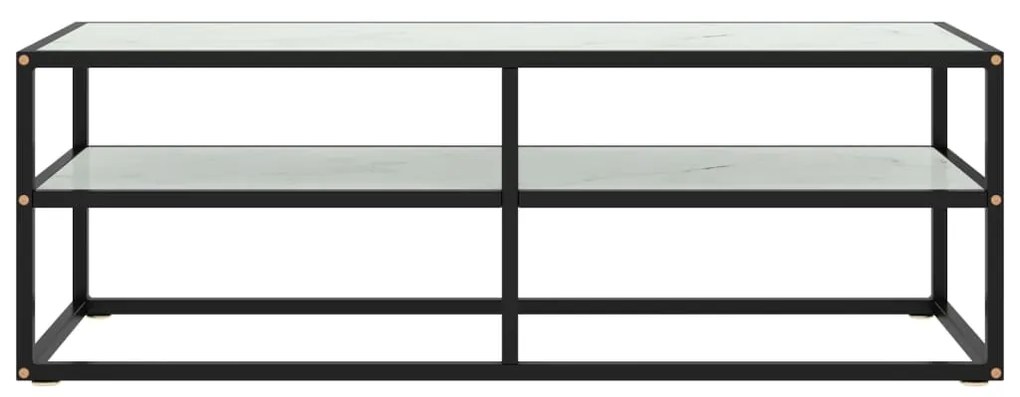 322861 vidaXL ТВ шкаф, черен, бяло мраморно стъкло, 120x40x40 см