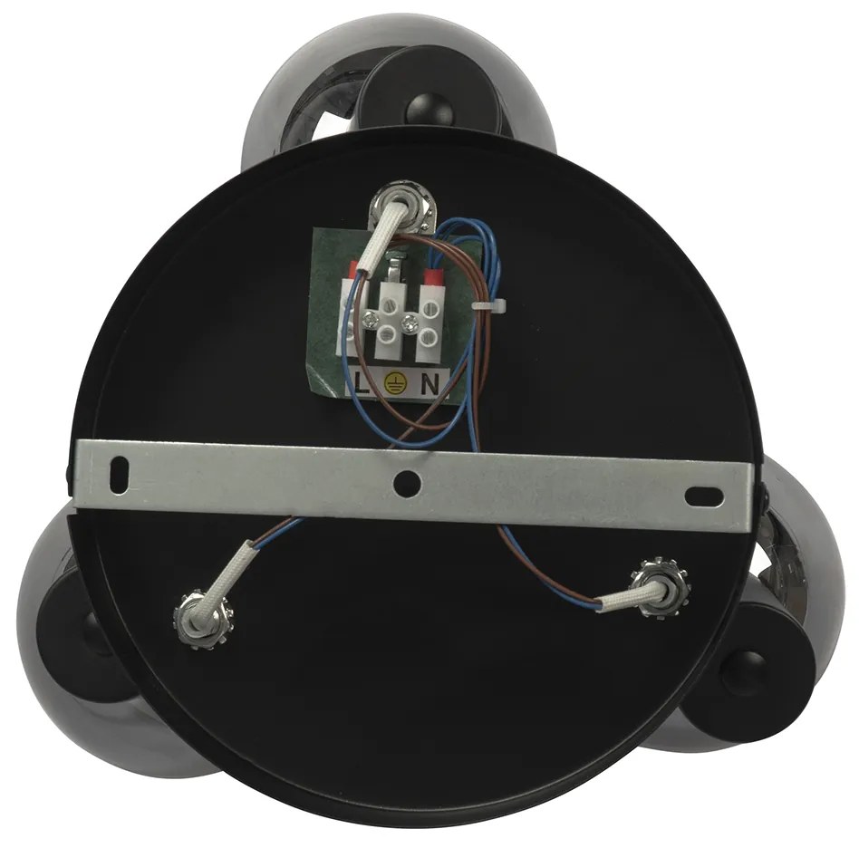 Интелигентен таванен прожектор черен с опушено стъкло с 3 WiFi P45 - Vidro