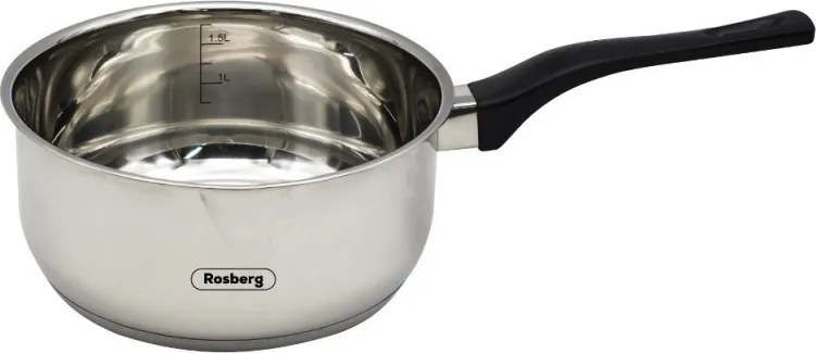Касерола с двойно дъно Rosberg R51210E12K, 12 см, 0.6 литра, Бакелитена дръжка, Инокс
