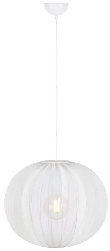 Бяло висящо осветително тяло с текстилен абажур ø 50 cm Florence – Markslöjd