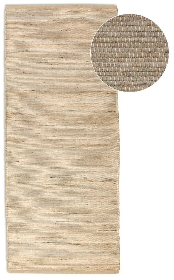 Бежова двустранна/ръчно изработена пътека със смес от юта 80x200 cm Handloom – Hanse Home
