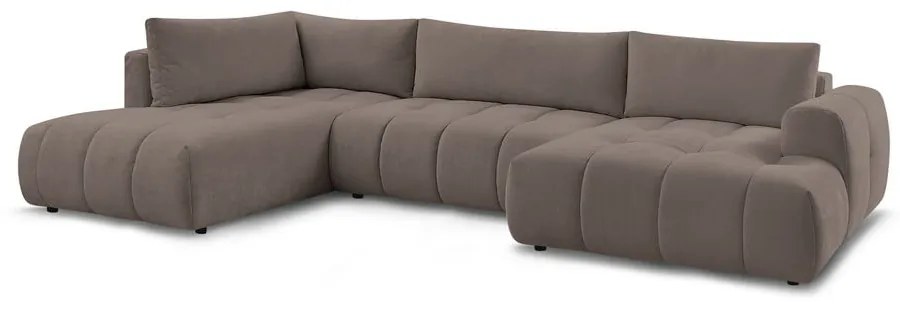 Кафяво-сив сгъваем/с място за съхранение ъглов диван (ляв ъгъл/U форма) Fuji – Bobochic Paris