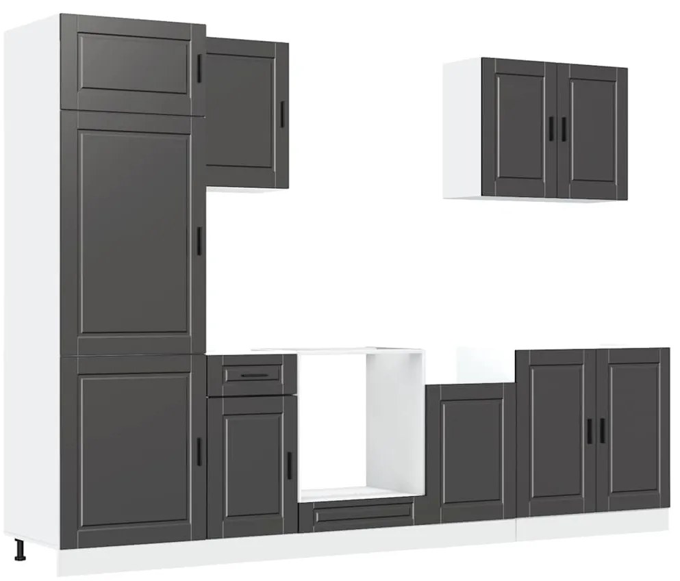 3314782 vidaXL Комплект кухненски шкафове, 7 части, "Porto", черно инженерно дърво