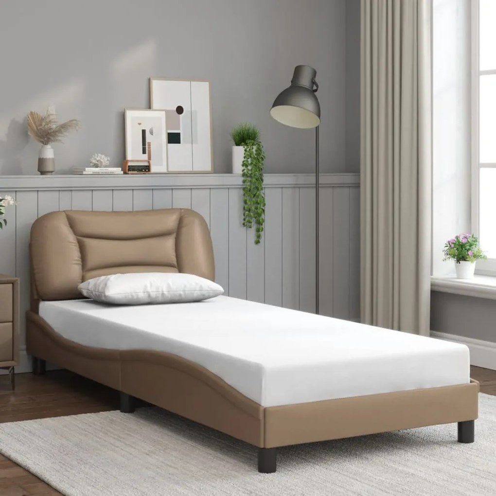 3207978 vidaXL Рамка за легло без матрак Hvar, капучино, 90x200 см, изкуствена кожа