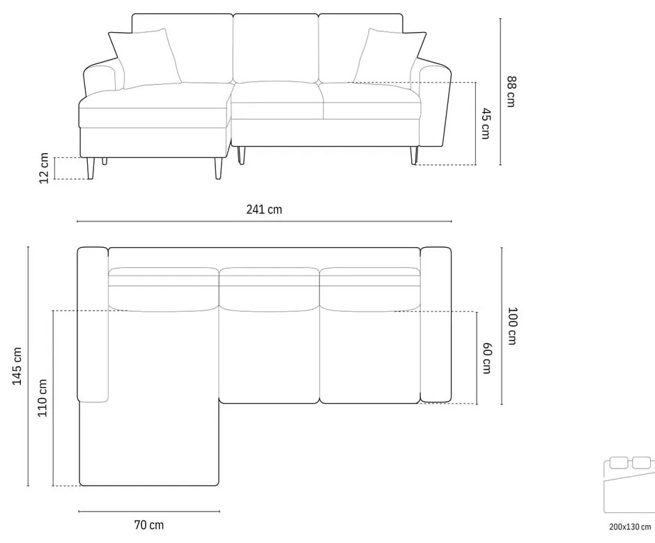 Черен разтегателен ъглов диван с място за съхранение от рипсено кадифе (ляв ъгъл) Kyoto – Cosmopolitan Design