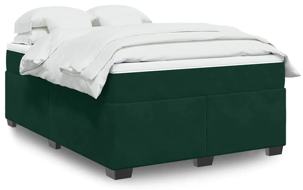 3285284 vidaXL Боксспринг легло с матрак, зелена, 140x190 см, кадифе
