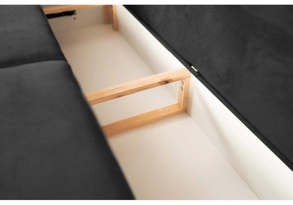 Черен шенилов сгъваем/с място за съхранение диван 236 cm Silva – ELTAP