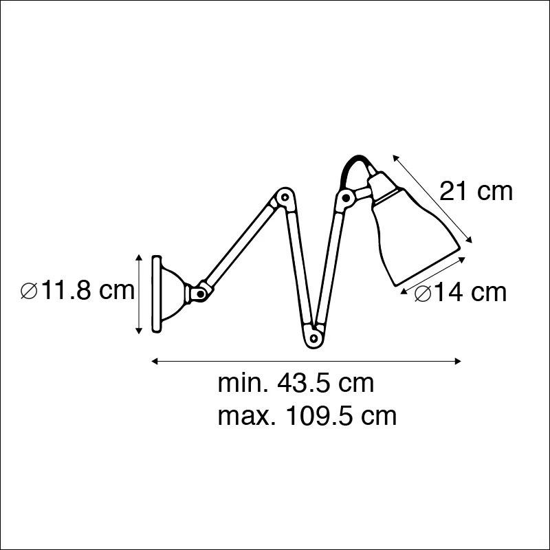 Индустриален стенен аплик сив регулируем - Mersey