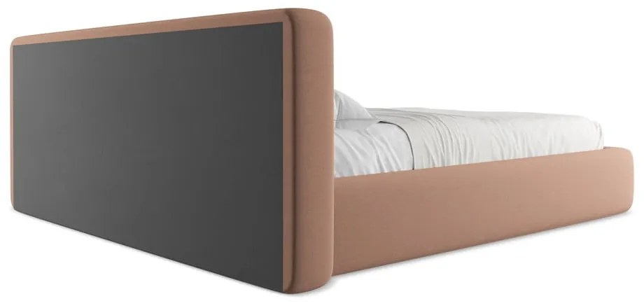 Светлорозово двойно тапицирано легло с място за съхранение и включена подматрачна рамка 180x200 cm Kiana – Makamii