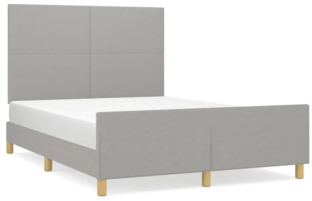 3124895 vidaXL Рамка за легло без матрак, светлосива, 140x200 см, плат