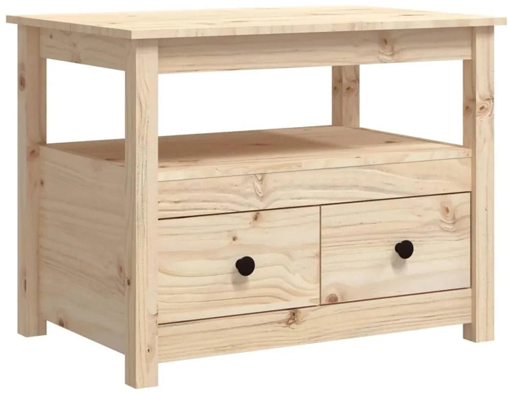 820936 vidaXL Кафе маса, 71x49x55 см, борово дърво масив