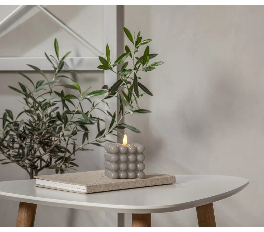 LED свещ от сив восък , височина 9,5 см Flamme Dot - Star Trading