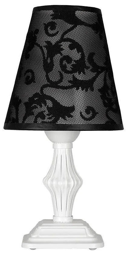 Настолна лампа АШЛИ, бял, абажур Нормандия Черен, 1xE27