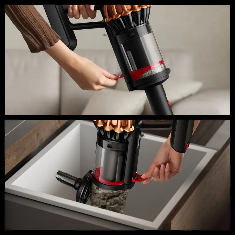 Вертикална прахосмукачка Dyson V16 Piston Animal 492963-01, 315AW, 900W, 1.3 л, 70 мин, CleanCompaktor™, Hyperdymium™, MyDyson™, HEPA, LCD, Черен/мед