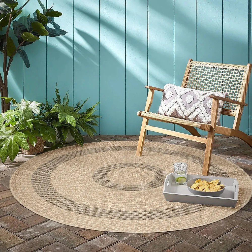 Черно-бежов кръгъл външен килим ø 160 cm Comilla – Ayyildiz Carpets