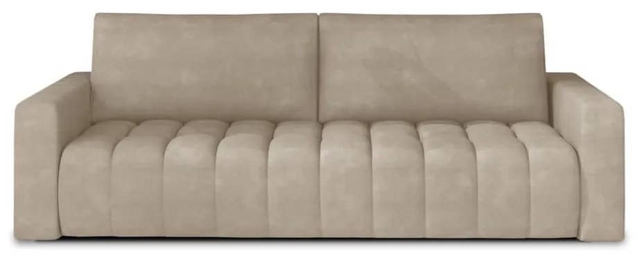 Бежов кадифен сгъваем/с място за съхранение диван 247 cm Lazaro – ELTAP